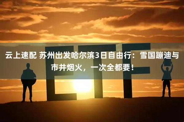 云上速配 苏州出发哈尔滨3日自由行：雪国蹦迪与市井烟火，一次全都要！